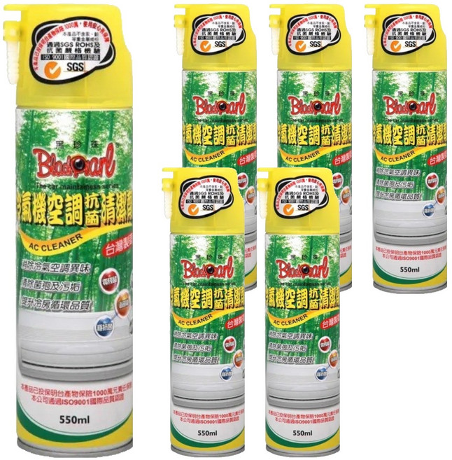 BlackPearl 黑珍珠 冷氣機空調抗菌清洗劑 550ml, 6瓶