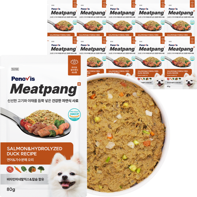 페노비스 생후 3개월령 이후 미트팡 하이포알러제닉&눈물 강아지 화식사료, 연어, 80g, 11개