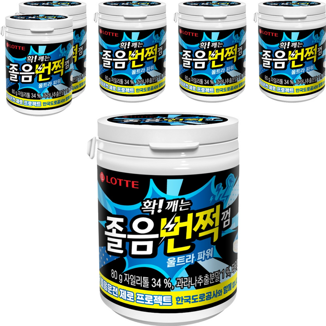 롯데웰푸드 확 깨는 졸음번쩍 껌 울트라 파워, 80g, 6개