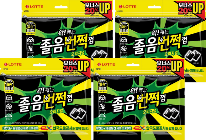 롯데웰푸드 졸음번쩍껌 오리지널, 105g, 4개