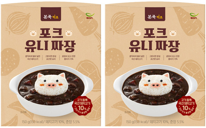 본죽 키즈 포크 유니 짜장, 150g, 2개