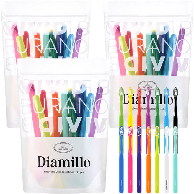 디아밀로 소프트 더블 클린 칫솔 14종 세트, 3세트, 14개입