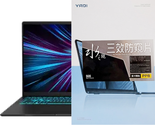 YADI 亞第 插卡隱貼 16:10 水之鏡防窺片 ASUS V16 V3607VU專用 PF4PPB-W160, 黑色, 1片