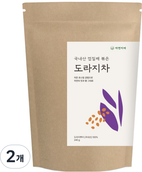 자연지애 국내산 볶은 도라지차, 240g, 2개, 1개입