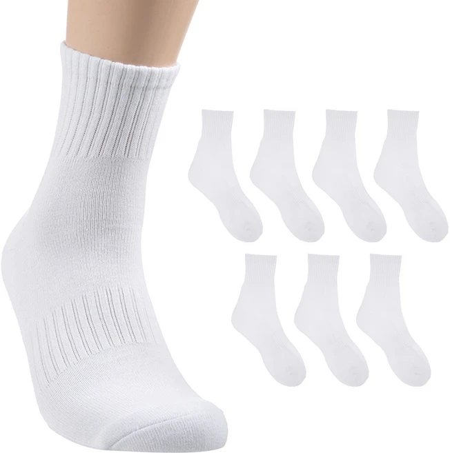 베이스알파에센셜 남성용 스포츠 파일 쿠션 중목 양말 8켤레, 화이트 - 쿠팡