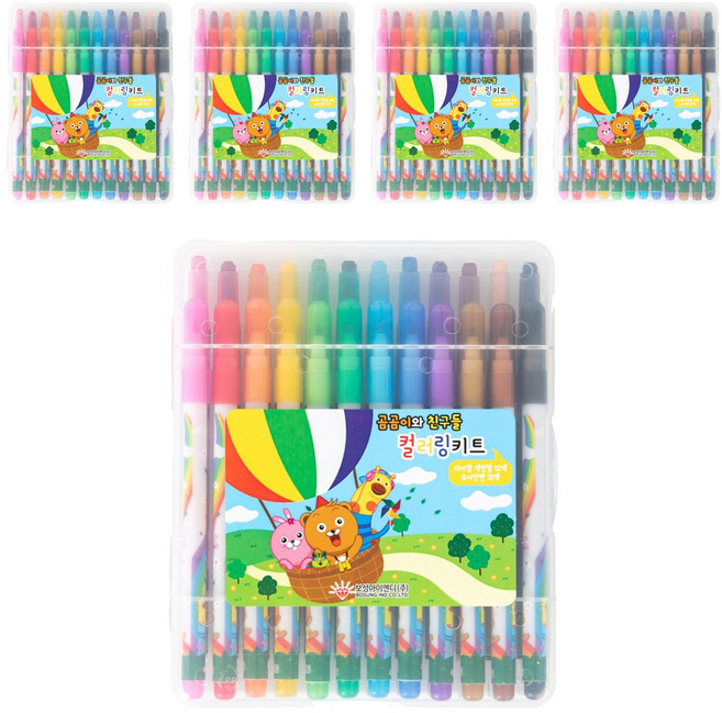 보성아이엔디 곰곰이와 친구들 컬러링키트 색연필 12종 + 사인펜 12종 세트, 5세트