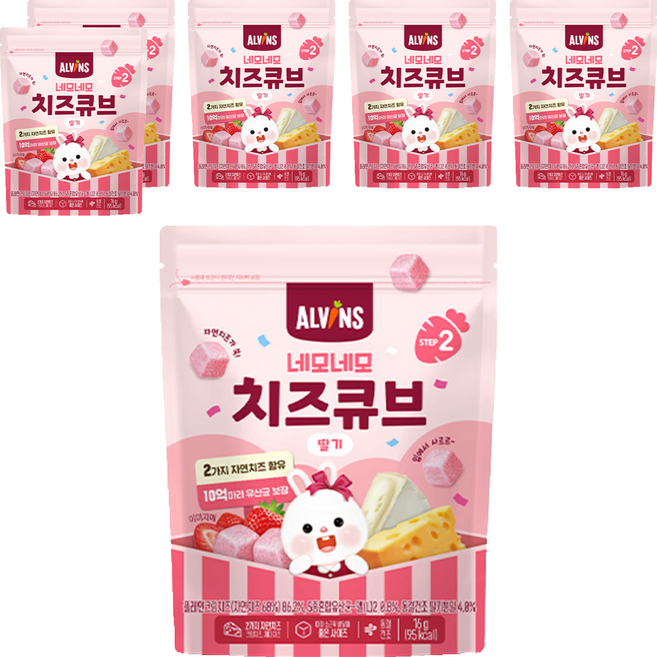 ALVINS 愛彬思 孩童四角起司塊, 16g, 草莓口味, 6包