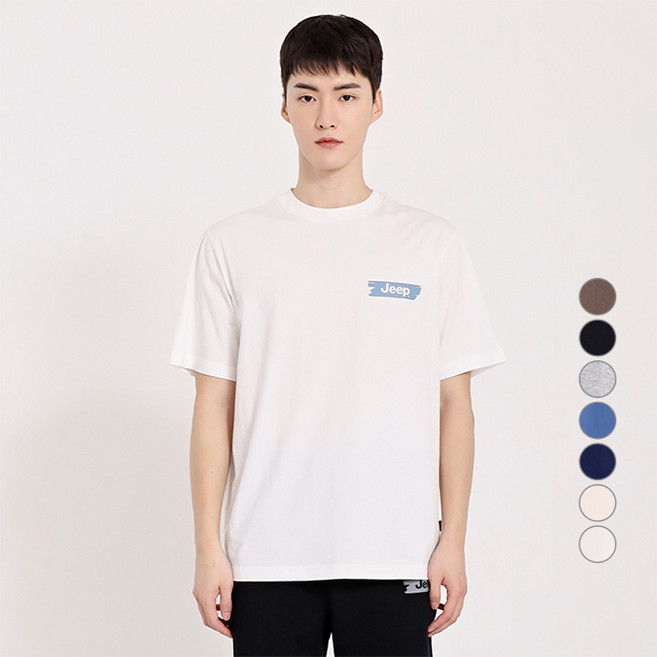 지프 남녀공용 통기성 페인팅프린트 스몰지프 반팔 티셔츠 JM6TSU392