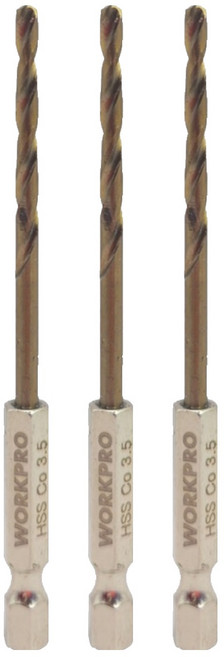 워크프로 육각코발트 드릴 스텐기리 3.5mm WP400305, 3개