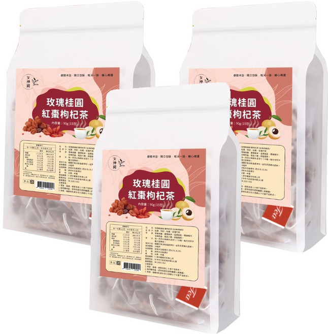 仁濟中藥 女神殿 玫瑰桂圓紅棗枸杞茶/女神四物茶, 8g, 15包, 3袋