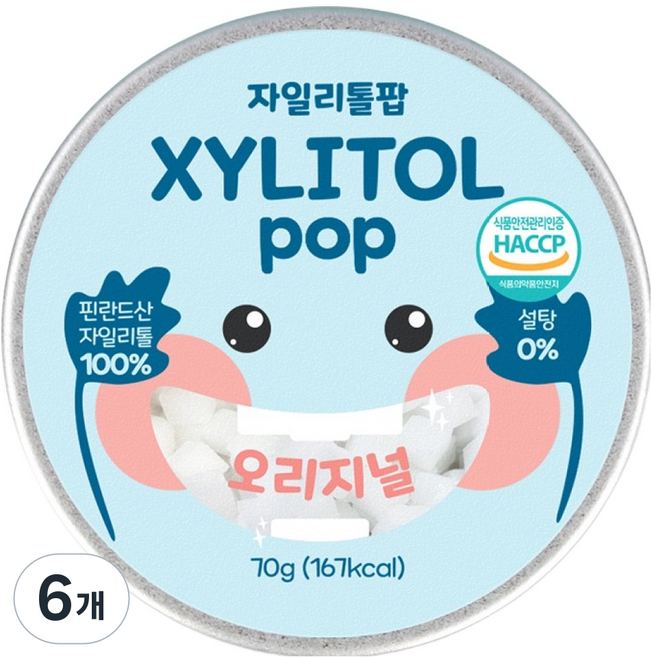 자일리톨팝 틴케이스 오리지널, 70g, 6개