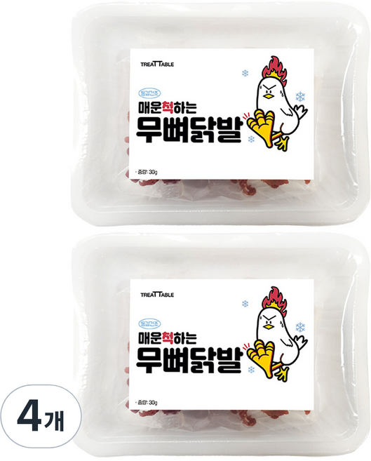 트릿테이블 강아지 매운척 무뼈, 30g, 4개, 닭발