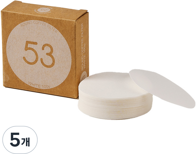 BEANPLUS 圓形咖啡濾紙 白色 咖啡機 沖煮手柄 摩卡壺 濾紙 53mm, 5個, 100入