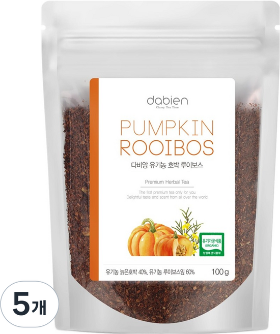 다비앙 유기농 호박 루이보스차 리필, 100g, 5개