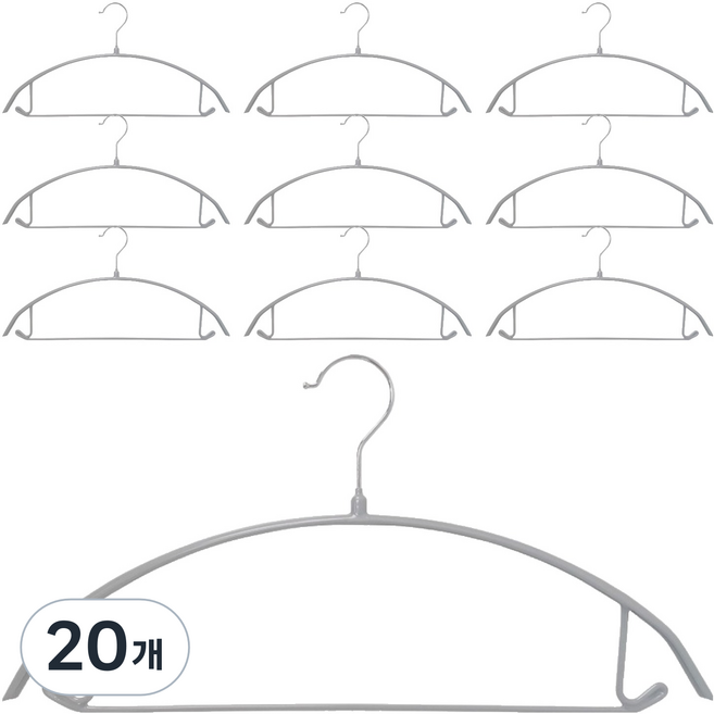살림의기술 어깨뿔 방지 360회전 논슬립 스틸 옷걸이, 그레이, 20개