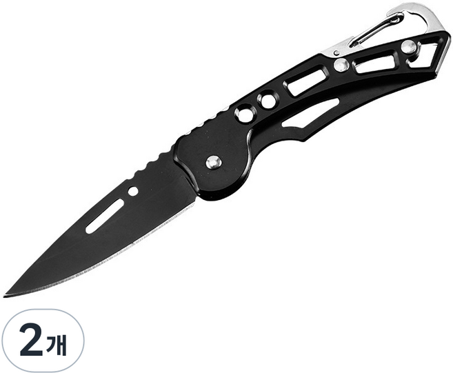 아이코어스 키체인 고리 폴딩 나이프, 블랙, 2개
