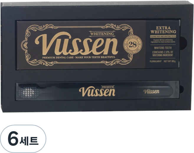 뷰센 28 치약 + 칫솔 검정색 덴탈세트, 6세트