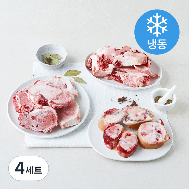 전통참한우 보신 사골 2kg + 우족 1kg + 잡뼈 1kg 탕용 세트 (냉동), 4세트, 4kg