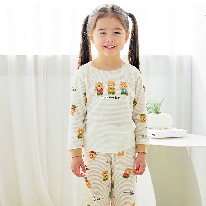 메이키즈 아동용 쓰리베어 9부 변화지 실내복 상하의 세트