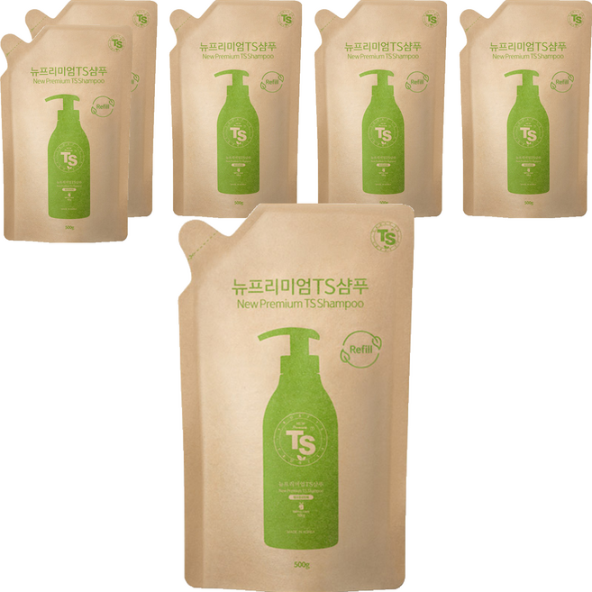 TS 뉴프리미엄 탈모증상완화 샴푸 리필용, 500g, 6개