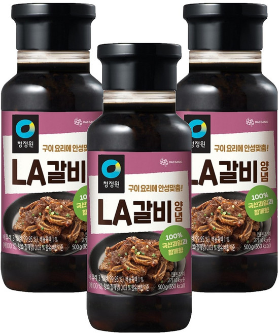 청정원 LA갈비양념, 500g, 3개