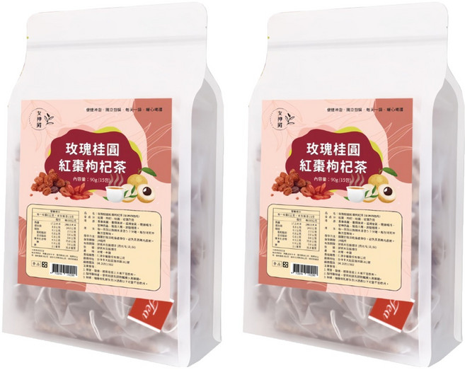 仁濟中藥 女神殿 玫瑰桂圓紅棗枸杞茶/女神四物茶, 8g, 15包, 2袋
