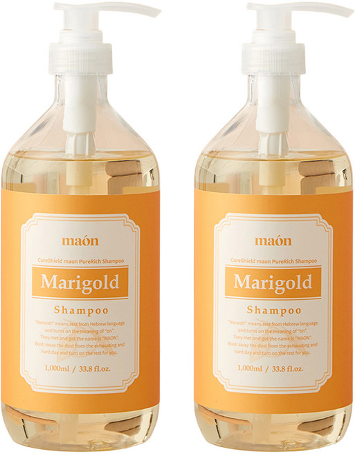 큐어실드 마온 퓨어리치 샴푸 매리골드 유자향, 1L, 2개