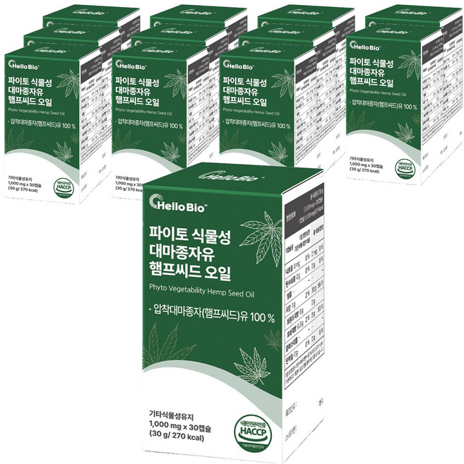 헬로바이오 파이토 식물성 대마종자유 햄프씨드 오일, 30정, 12개