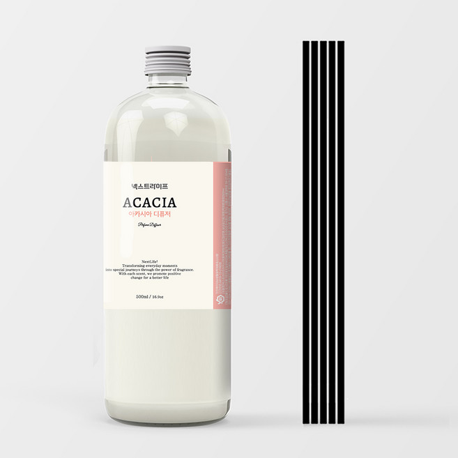 넥스트라이프 대용량 디퓨저 리필 + 섬유스틱 5p 세트, 아카시아, 500ml, 1개