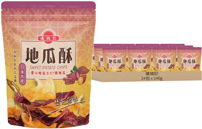 連城記 地瓜酥 雙色原味, 140g, 24包