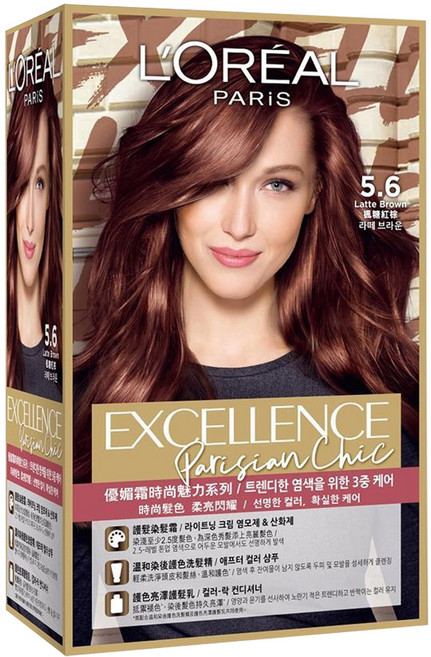 L'OREAL PARiS 巴黎萊雅 台灣公司貨 優媚霜時尚魅力系列 染髮霜, 5.6 楓糖紅棕, 1盒