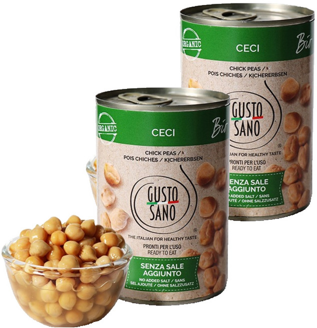 구스토사노 유기농 이집트빈 통조림, 400g, 2개