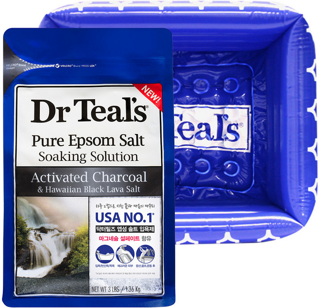 닥터틸즈 엡섬솔트 액티베이티드 챠콜라바 1.36kg + 족욕용 튜브, 2L × 1세트, 1개
