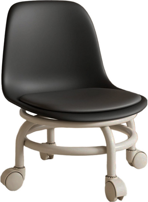 咪咪購物 滑輪矮凳 椅背款, 黑色, 1個