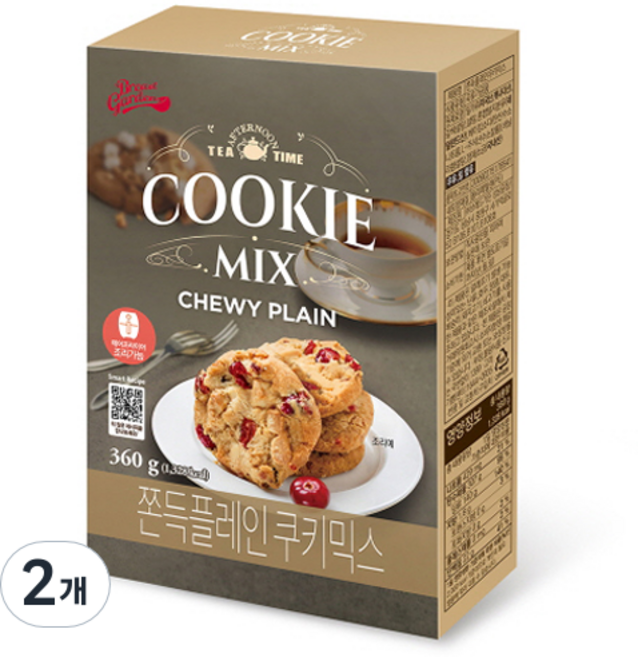 브레드가든 쫀득플레인 쿠키믹스, 360g, 2개