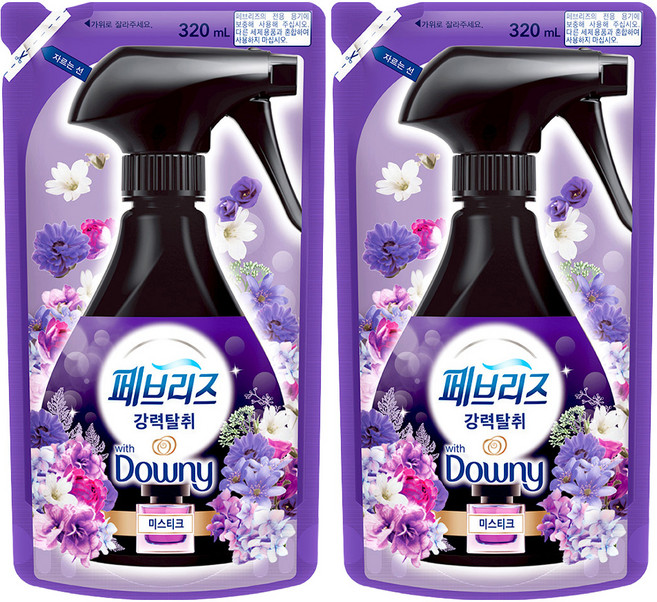 페브리즈 섬유탈취제 강력탈취 미스티크 리필, 320ml, 2개