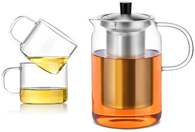 사마도요 내열유리 티포트세트 S053, 1세트, 티포트 900ml + 찻잔 150ml(2p), 혼합색상