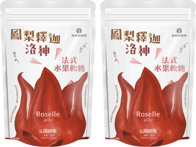 台東縣農會 法式水果軟糖 洛神鳳梨釋迦口味, 100g, 2包