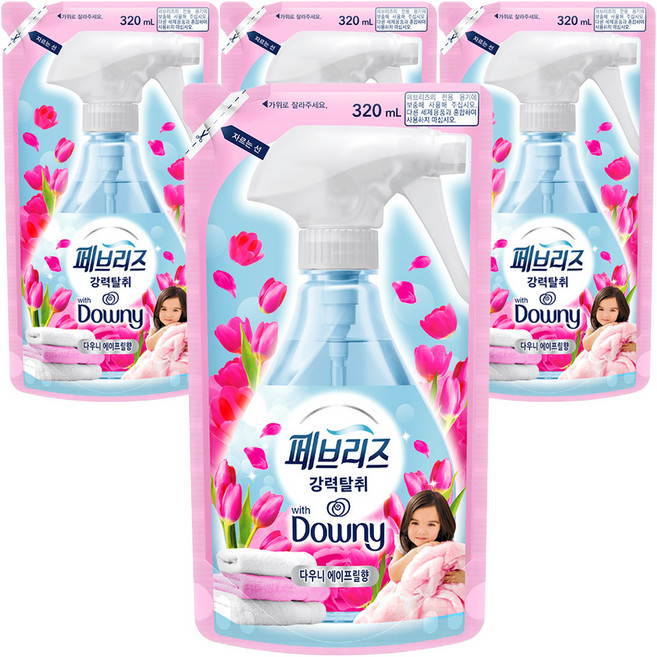 페브리즈 섬유탈취제 다우니 에이프릴향 리필, 320ml, 4개