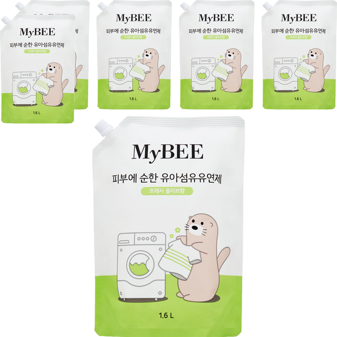 마이비 피부에 순한 유아 섬유유연제 프레시 올리브향 리필, 1.6L, 6개