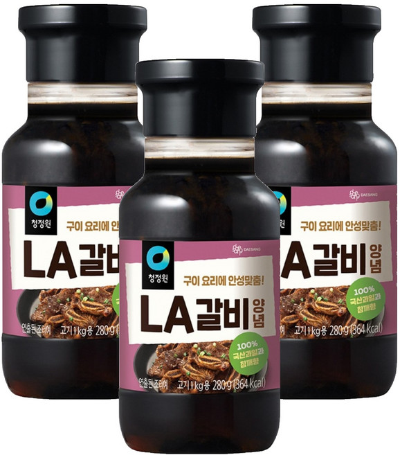 청정원 LA갈비양념, 280g, 3개
