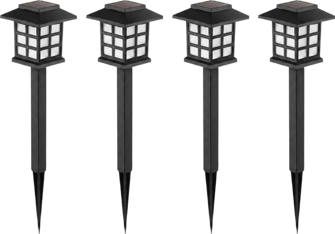 小麥購物 太陽能草坪燈 C152 120g 4個, 黑色