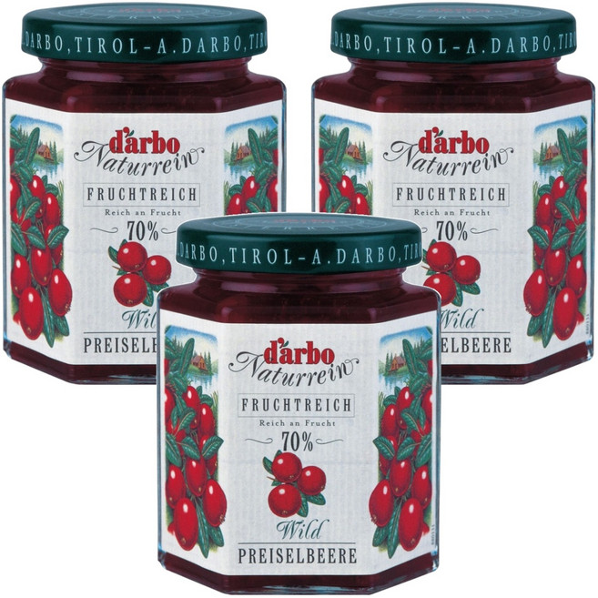 d'arbo 德寶 奧地利70%果肉果醬 越桔, 200g, 3罐