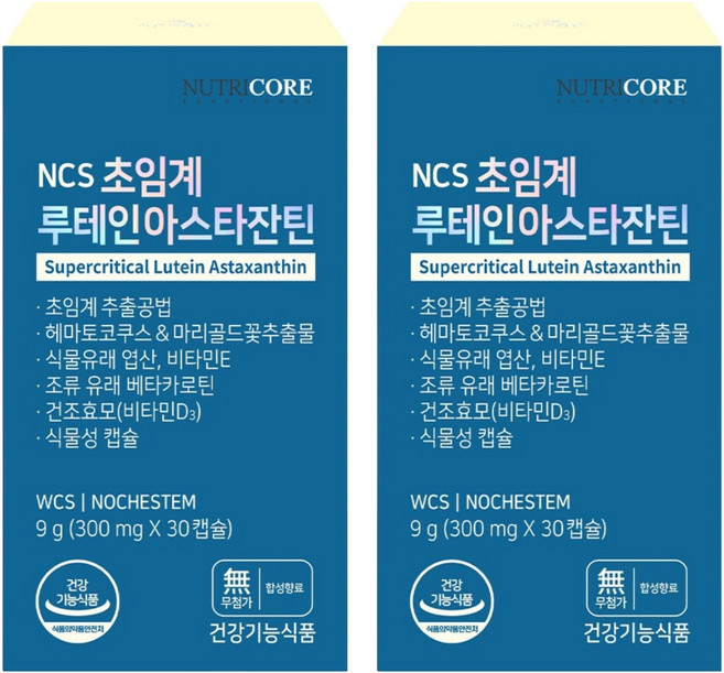 뉴트리코어 NCS 초임계 루테인아스타잔틴, 30정, 2개
