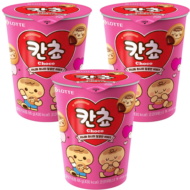 롯데웰푸드 칸쵸 초코 컵, 88g, 3개