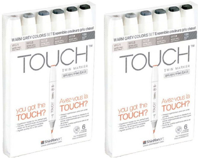 터치 트윈 브러쉬 마카 6종 세트 WARM GREY COLOR, 2세트, 6색