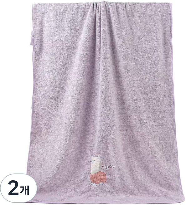 원이네 귀여운 양 디자인 바스타월 70 x 140 cm, 퍼플, 2개