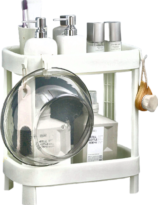 小麥購物 浴室收納層架 方形底座款 B074 2層 1.1kg, 2個, 白色