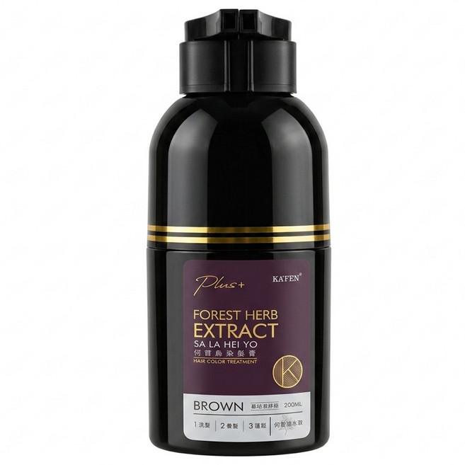 KA'FEN 卡氛 Plus+ 何首烏染髮膏 第一劑100ml + 第二劑100ml, 暮褐咖啡棕, 1盒
