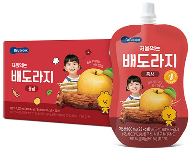 베베쿡 처음먹는 배도라지 어린이 음료, 80ml, 20개 - 쿠팡